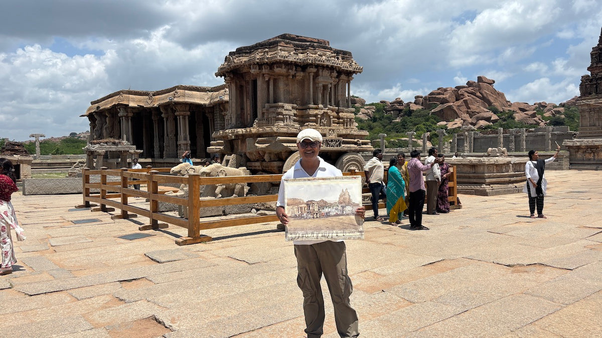 Hampi Chariot - A Plein Air Watercolor Painting (Fine Art Print)