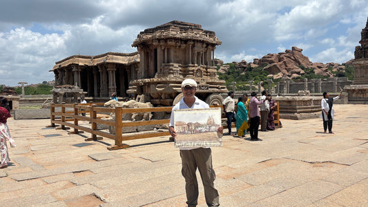 Hampi Chariot - A Plein Air Watercolor Painting (Fine Art Print)