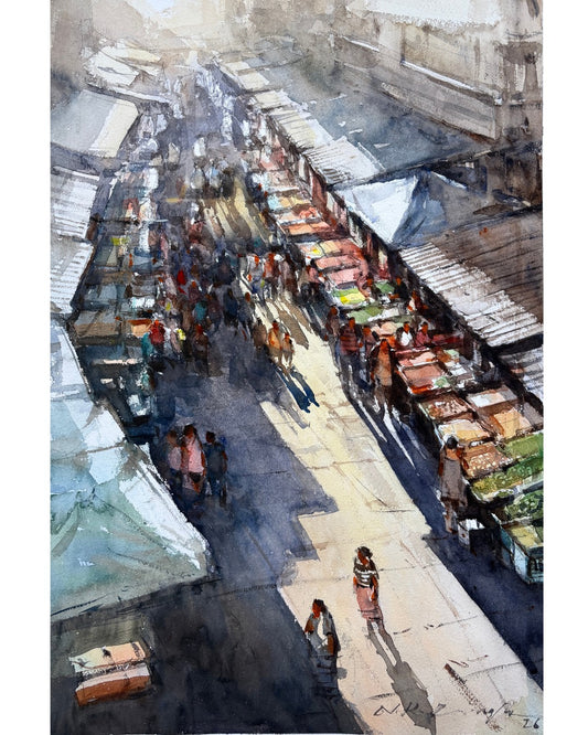 An Indian Morning Market | Original Watercolor Art