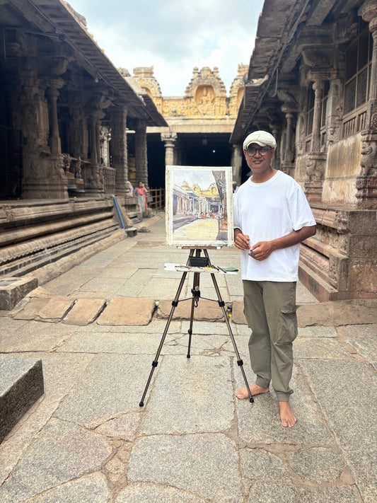 Inside the Virupaksha Temple, Hampi - Watercolor Prints for Sale