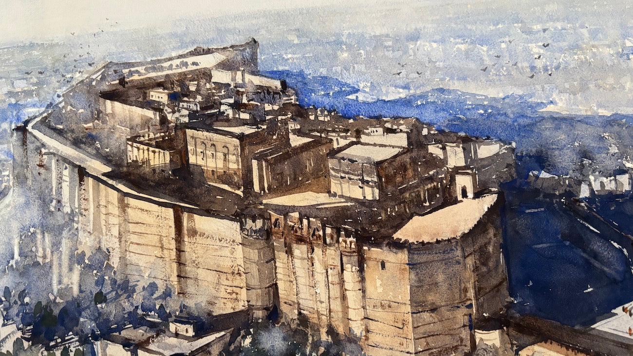 original art of mehrangarh fort painting