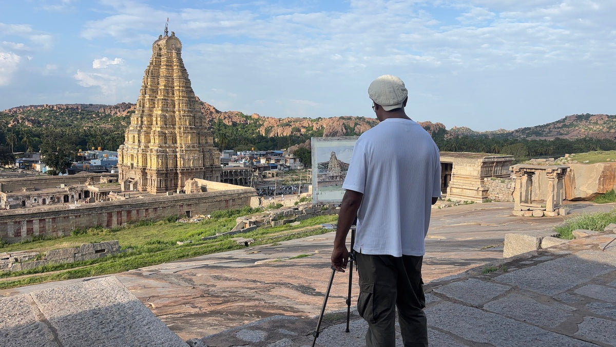 Panoramic Temple View, Hampi – Plein Air Watercolor Art Print