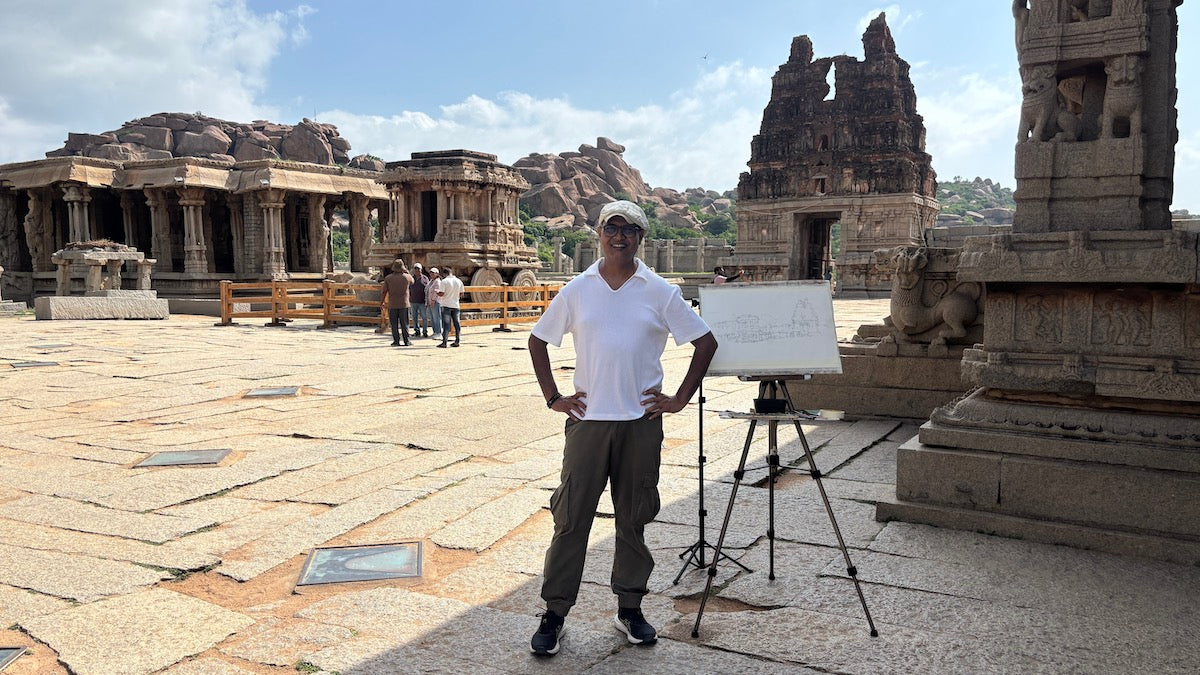 Hampi Chariot - A Plein Air Watercolor Painting (Fine Art Print)